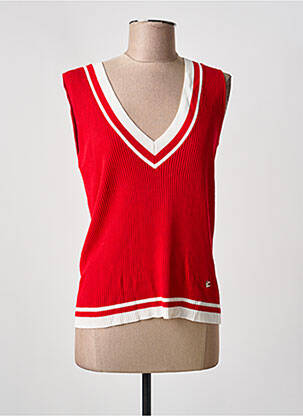 Pull coupe cintrée sans manche rouge LOLA CASADEMUNT femme