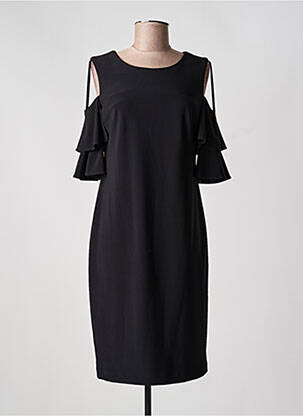 Robe mi-longue tissage crêpe manches courtes noir JOSEPH RIBKOFF femme