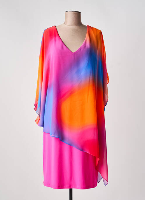 Robe mi-longue coupe fluide manches 3/4 rose JOSEPH RIBKOFF femme