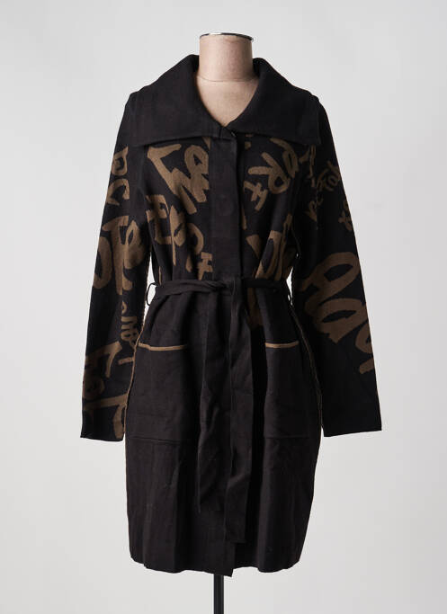 Manteau long coupe cintrée sans capuche noir JOSEPH RIBKOFF femme