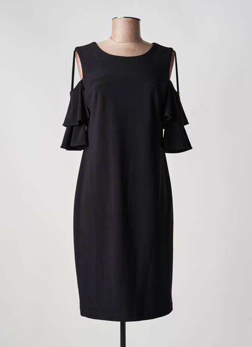 Robe mi-longue tissage crêpe manches courtes noir JOSEPH RIBKOFF femme