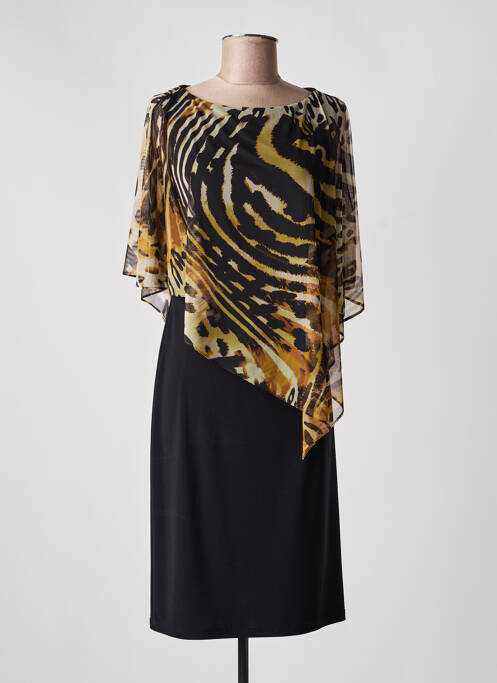 Robe mi-longue tissage crêpe manches courtes noir JOSEPH RIBKOFF femme