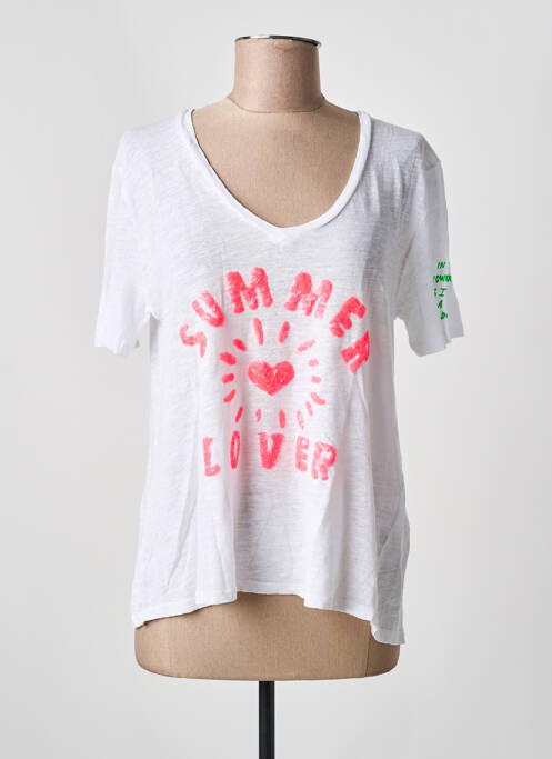 T-shirt col v manches courtes blanc GRACE femme