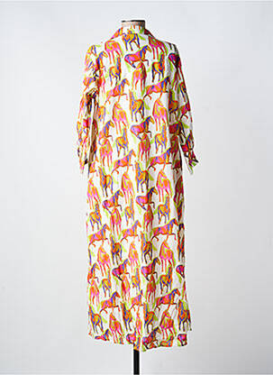 Robe longue imprimé fantaisie manches 3/4 orange YESS. femme