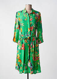 Robe mi-longue coupe fluide manches longues vert YESS. femme
