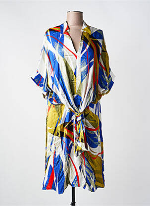 Robe mi-longue coupe fluide manches courtes bleu LOLA CASADEMUNT femme