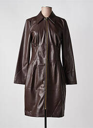 Robe mi-longue manches longues manches longues marron LESLIE femme