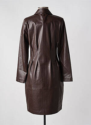 Robe mi-longue manches longues manches longues marron LESLIE femme