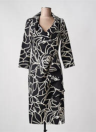 Robe mi-longue imprimé fantaisie manches longues noir JOSEPH RIBKOFF femme