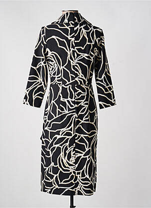 Robe mi-longue imprimé fantaisie manches longues noir JOSEPH RIBKOFF femme