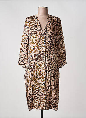 Robe mi-longue coupe fluide manches 3/4 rose CATNOIR femme