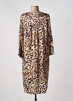 Robe mi-longue coupe fluide manches 3/4 rose CATNOIR femme