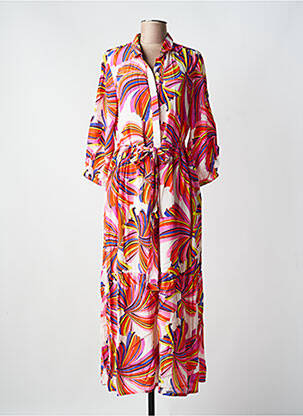 Robe longue coupe fluide manches 3/4 orange YESS. femme