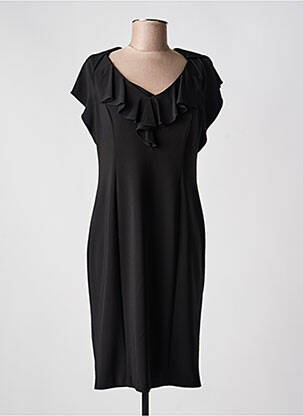 Robe mi-longue fermeture zippée au dos manches courtes noir JOSEPH RIBKOFF femme