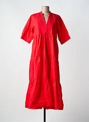 Robe mi-longue coupe évasée manches courtes rouge LOLA CASADEMUNT femme
