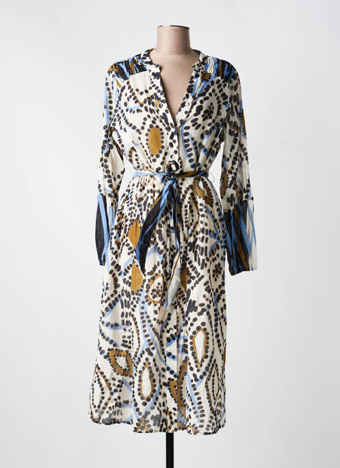 Robe mi-longue manches longues manches longues marron CATNOIR femme