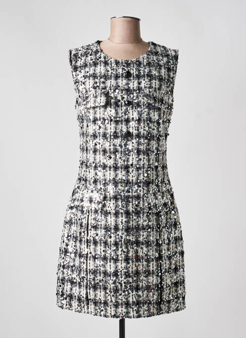 Robe courte sans manche sans manche argent LESLIE femme