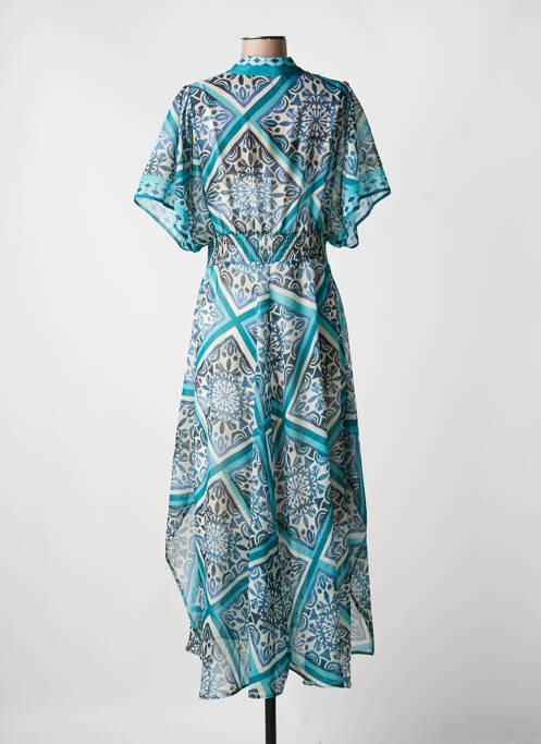 Robe longue imprimé fantaisie manches courtes bleu LESLIE femme