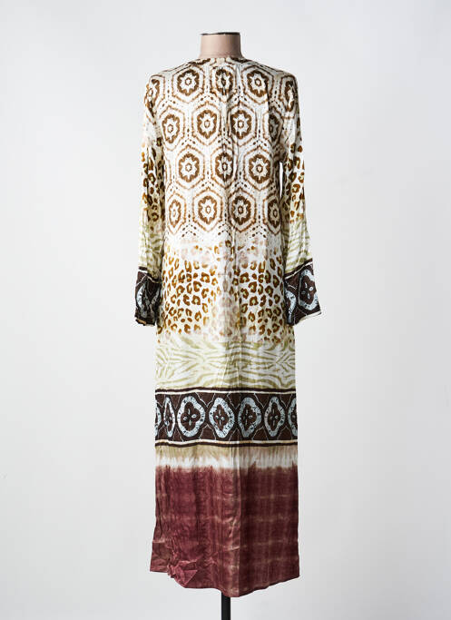 Robe longue manches longues manches longues marron GRACE femme