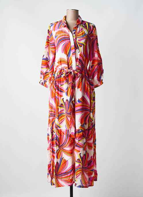 Robe longue coupe fluide manches 3/4 orange YESS. femme