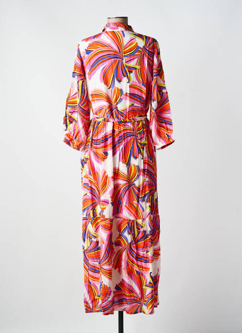 Robe longue coupe fluide manches 3/4 orange YESS. femme