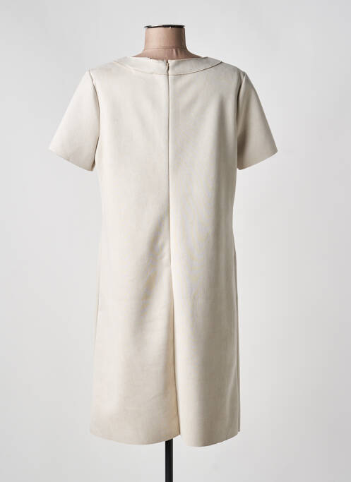 Robe mi-longue fermeture zippée au dos manches courtes beige JOSEPH RIBKOFF femme
