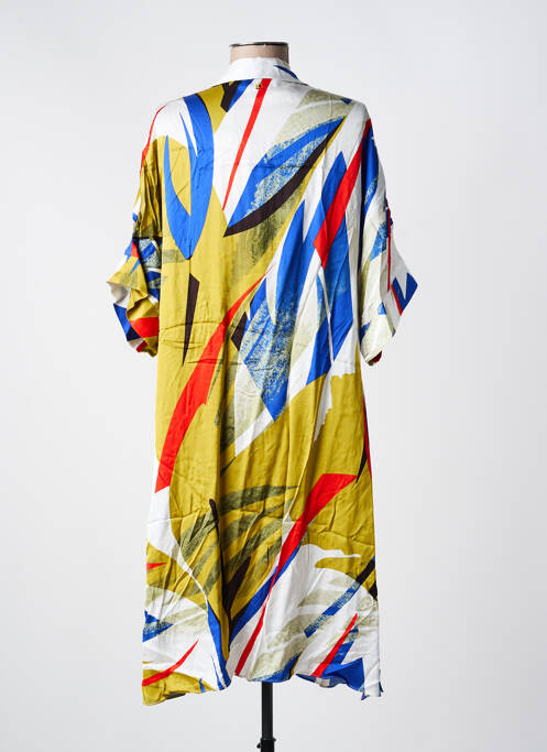 Robe mi-longue imprimé fantaisie manches courtes bleu LOLA CASADEMUNT femme