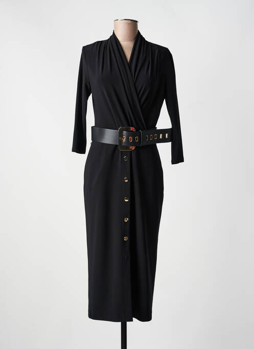 Robe mi-longue manches longues manches longues noir JOSEPH RIBKOFF femme