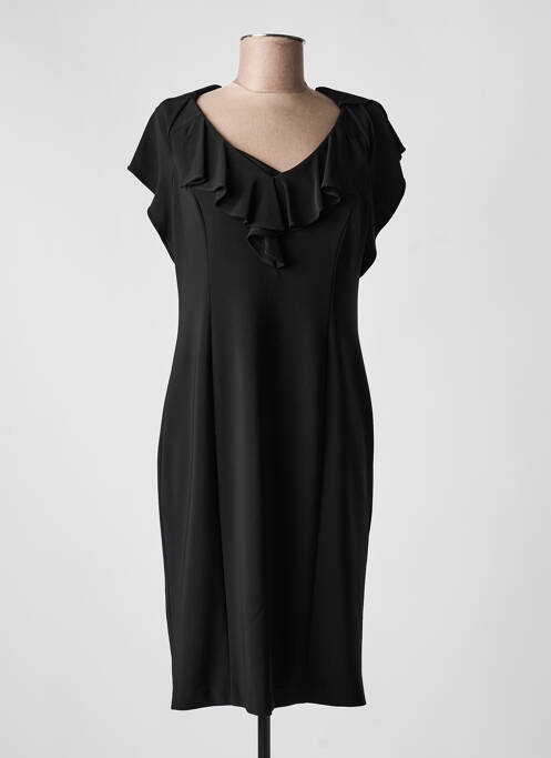 Robe mi-longue fermeture zippée au dos manches courtes noir JOSEPH RIBKOFF femme