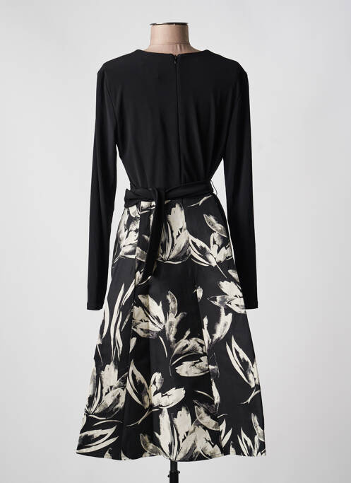 Robe mi-longue imprimé fleurs manches longues noir JOSEPH RIBKOFF femme