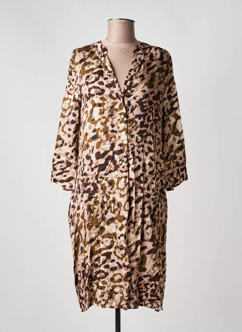 Robe mi-longue manches 3/4 manches 3/4 rose CATNOIR femme