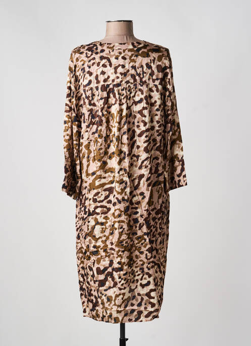 Robe mi-longue manches 3/4 manches 3/4 rose CATNOIR femme