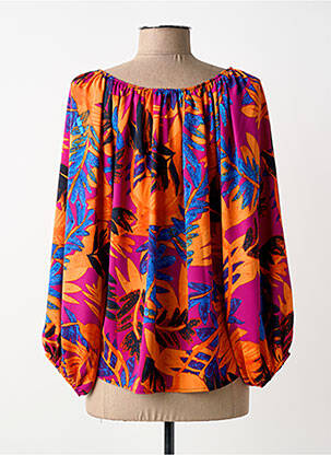 Top imprimé fantaisie manches longues orange JOSEPH RIBKOFF femme