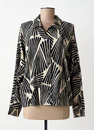 Chemisier imprimé fantaisie manches longues noir INDIES femme
