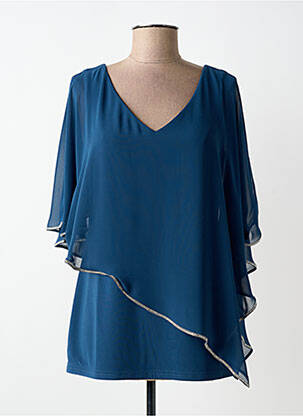 Top stretch manches courtes bleu JOSEPH RIBKOFF femme