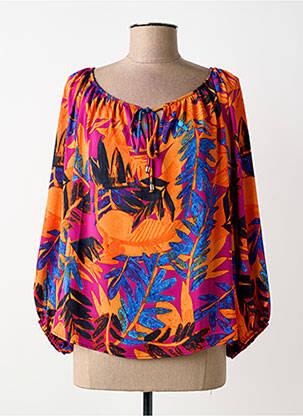 Top imprimé fantaisie manches longues orange JOSEPH RIBKOFF femme
