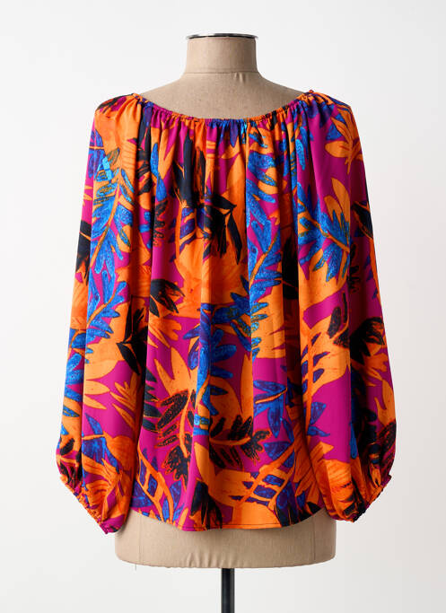 Top imprimé fantaisie manches longues orange JOSEPH RIBKOFF femme