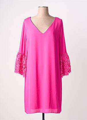 Robe mi-longue coupe fluide manches 3/4 rose JOSEPH RIBKOFF femme