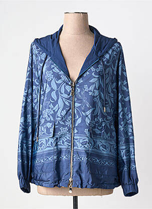 Coupe-vent manches longues a capuche bleu ELENA MIRO femme
