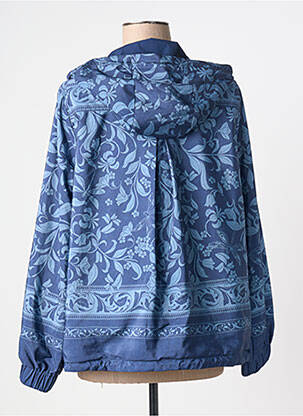Coupe-vent manches longues a capuche bleu ELENA MIRO femme