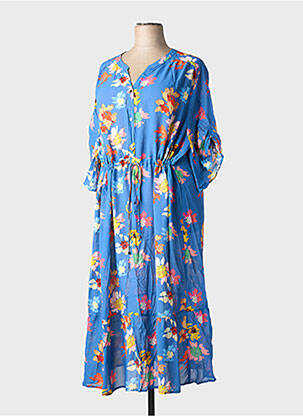 Robe longue imprimé fleurs manches courtes bleu VERPASS femme