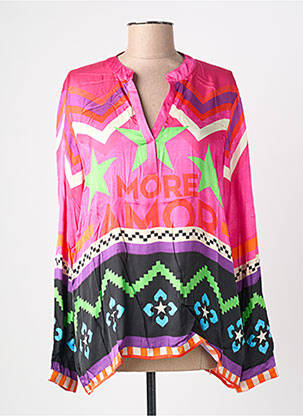 Blouse imprimé fantaisie manches longues rose GRACE femme