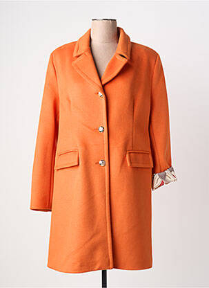 Manteau long coupe cintrée sans capuche orange LESLIE femme