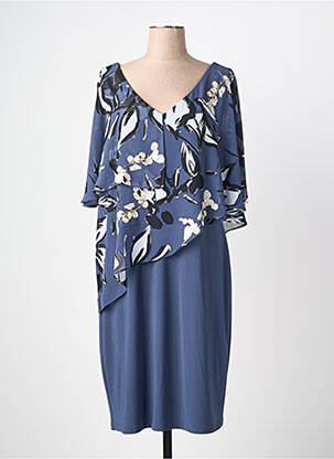 Robe mi-longue imprimé fleurs manches courtes gris JOSEPH RIBKOFF femme