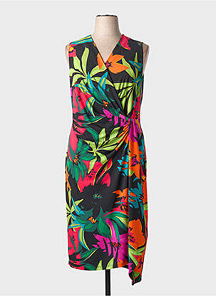 Robe mi-longue imprimé fleurs sans manche noir JOSEPH RIBKOFF femme