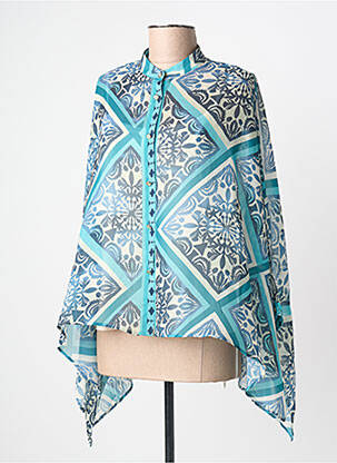 Tunique manches longues tissage crêpe bleu LESLIE femme