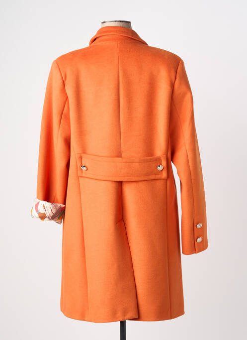 Manteau long coupe cintrée sans capuche orange LESLIE femme