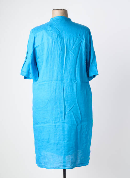 Robe mi-longue tissage crêpe manches courtes bleu ELENA MIRO femme