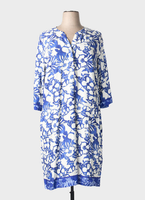 Robe mi-longue manches 3/4 manches 3/4 bleu LIKE ME. femme