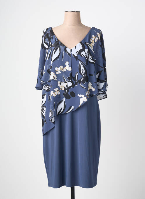 Robe mi-longue imprimé fleurs manches courtes gris JOSEPH RIBKOFF femme